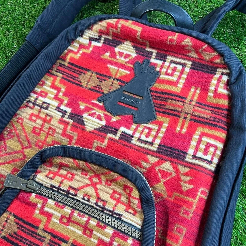 Pendleton Wool Backpack Red Southwestern Tribal Print Daypack Laptop Book Bag